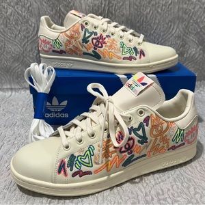 🔥NEW🔥adidas Originals Stan Smith Pride Shoes Men's Multiple sizes Cream White